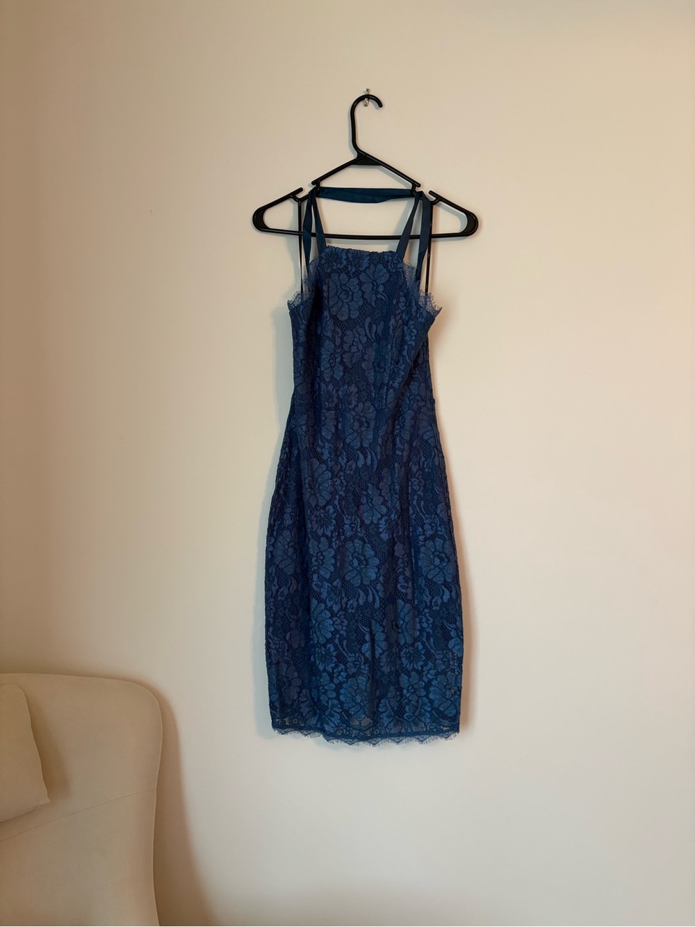 Lulu's Navy Lace Midi Dress with Double Straps